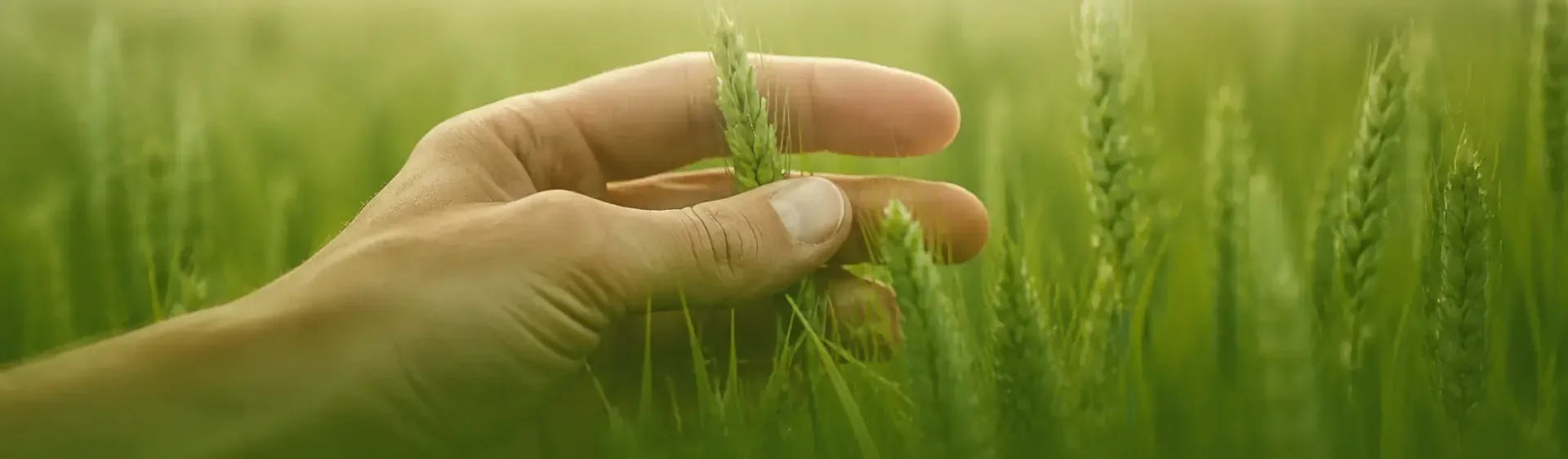 Hand touching crops